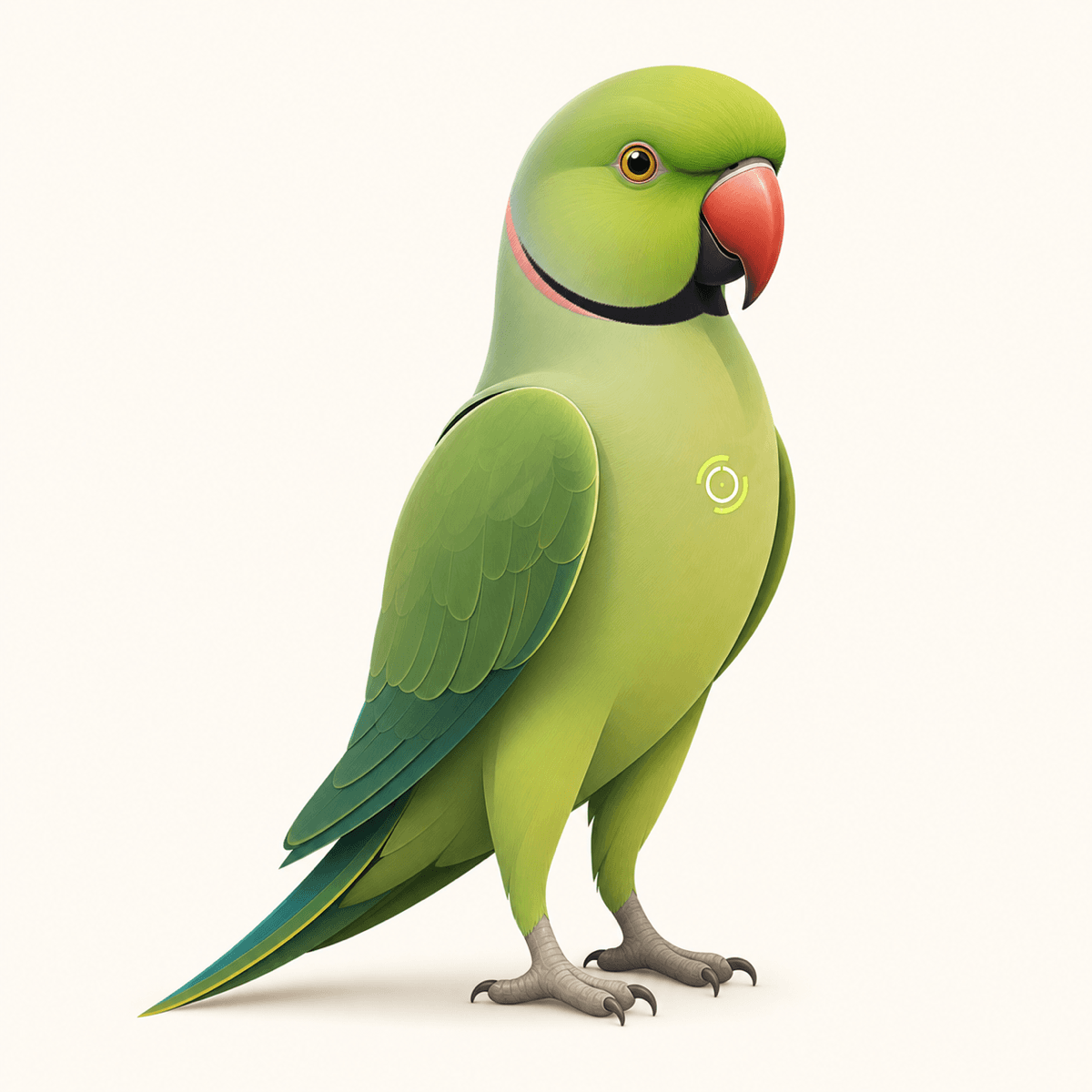 Ristio, the ring-necked parakeet mascot
